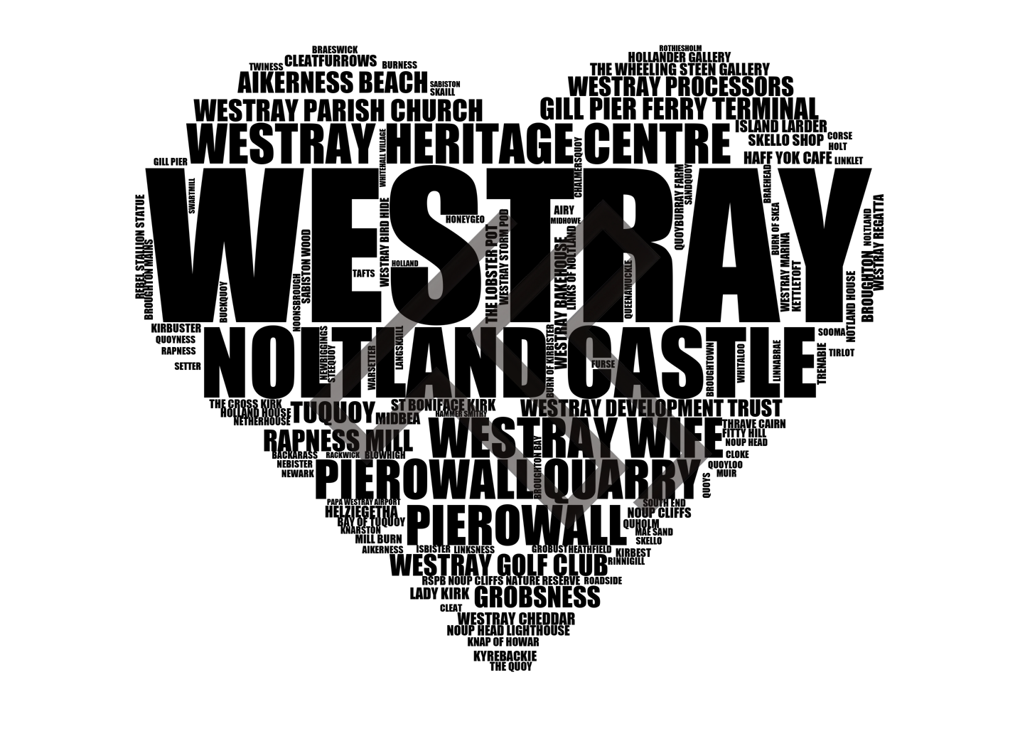 Westray - Premium Typographic Word Cloud Prints, Posters & Gifts