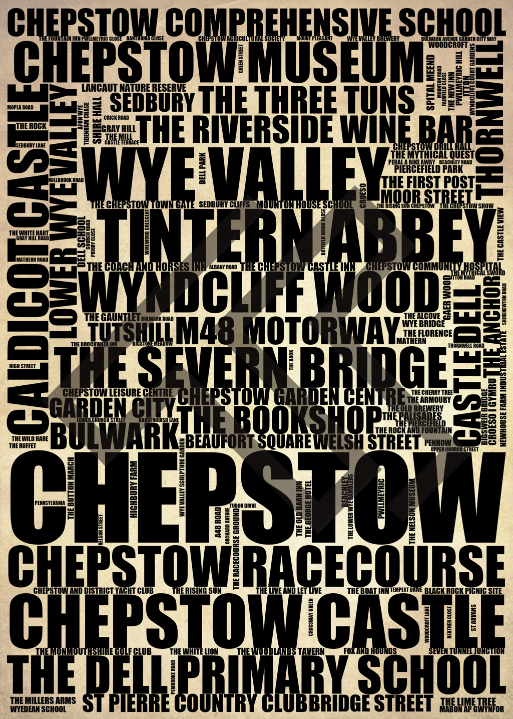 Chepstow - Premium Typographic Word Cloud Prints, Posters & Gifts