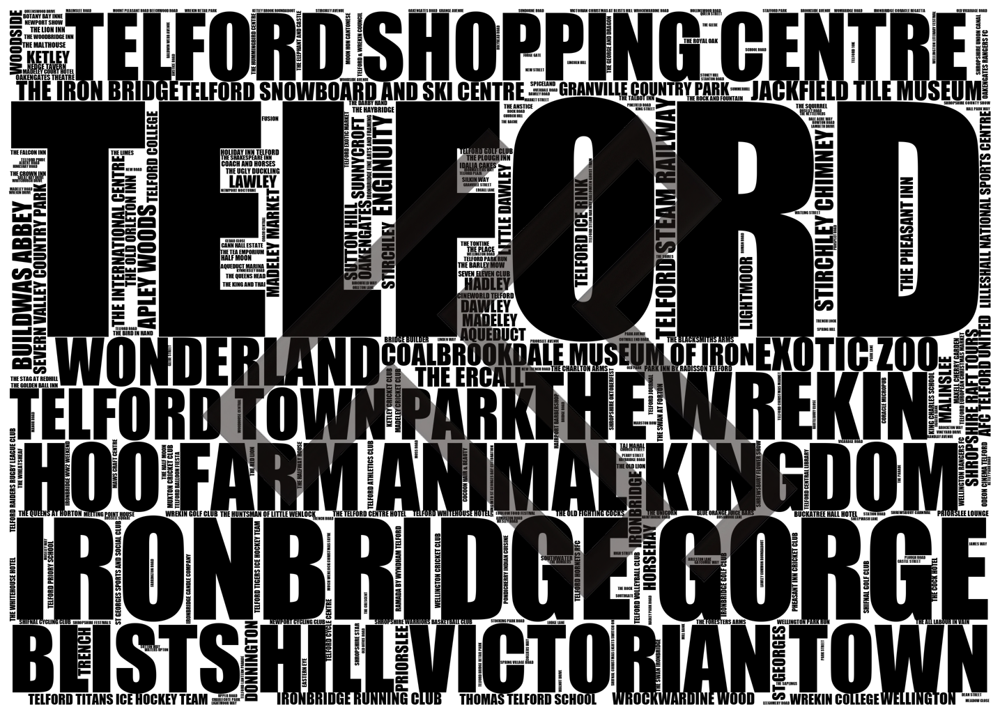 Telford - Premium Typographic Word Cloud Prints, Posters & Gifts