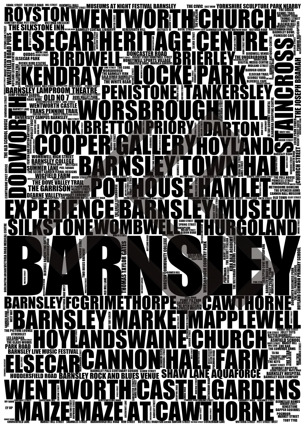 Barnsley - Premium Typographic Word Cloud Prints, Posters & Gifts