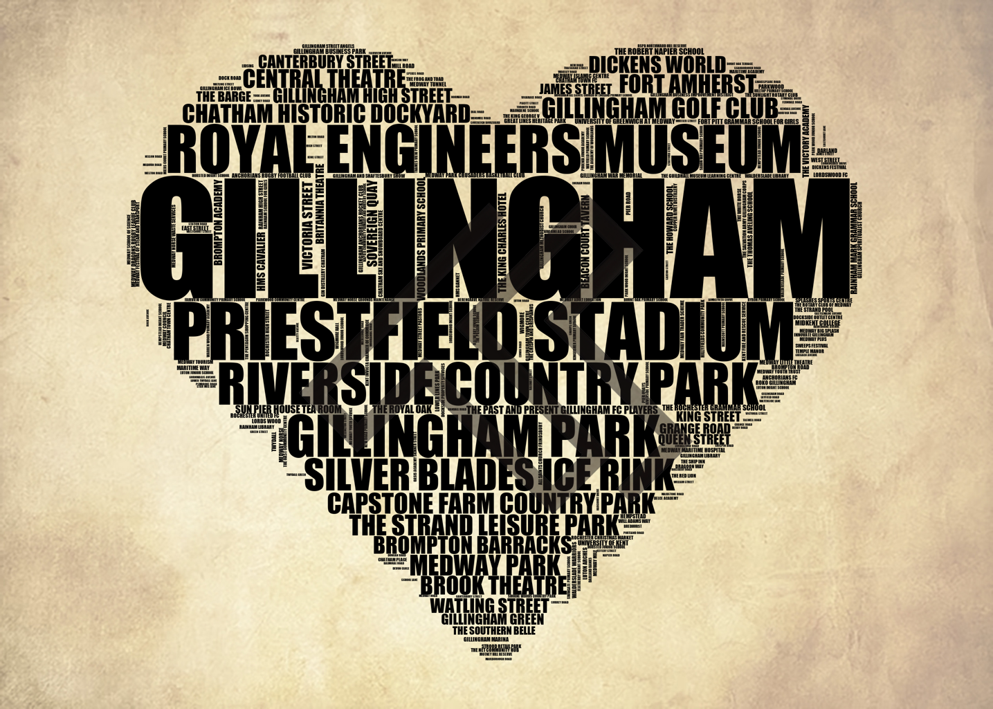 Gillingham - Premium Typographic Word Cloud Prints, Posters & Gifts