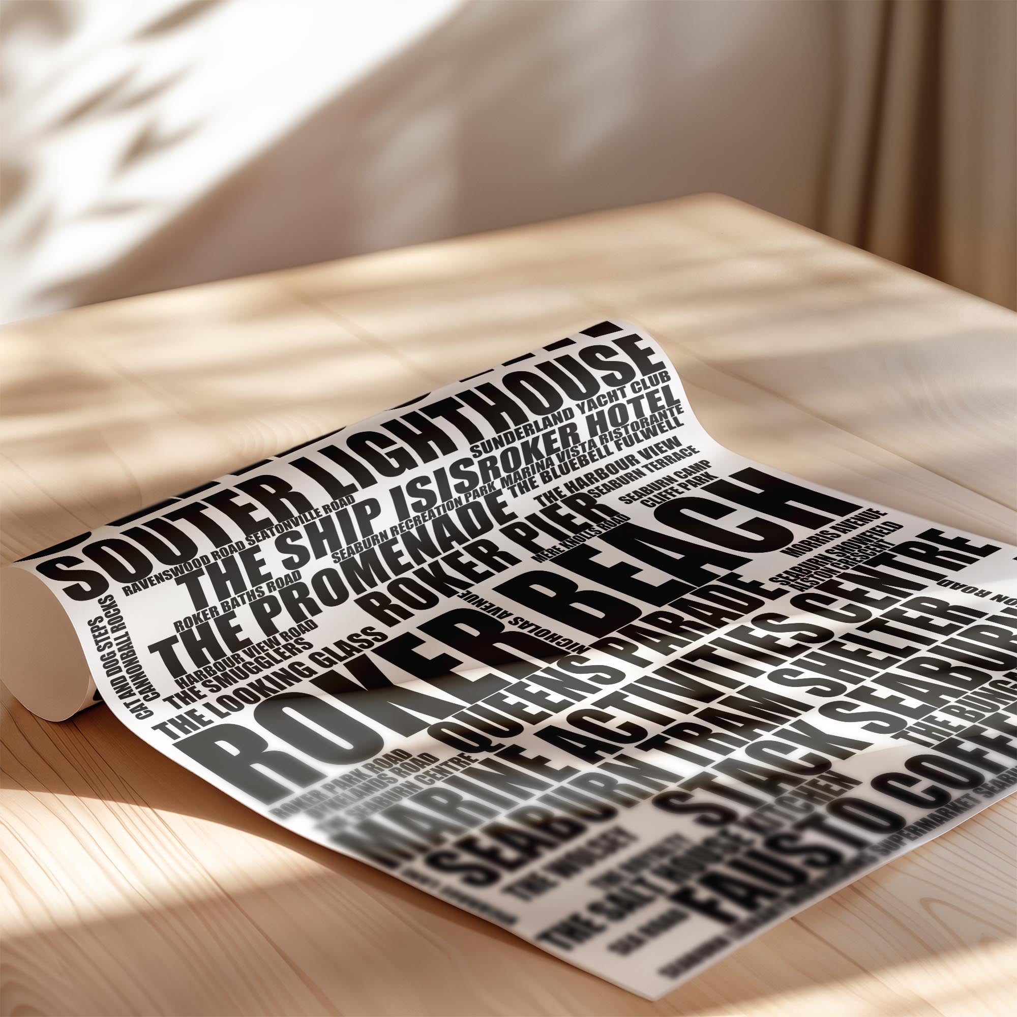 Seaburn - Premium Typographic Word Cloud Prints, Posters & Gifts