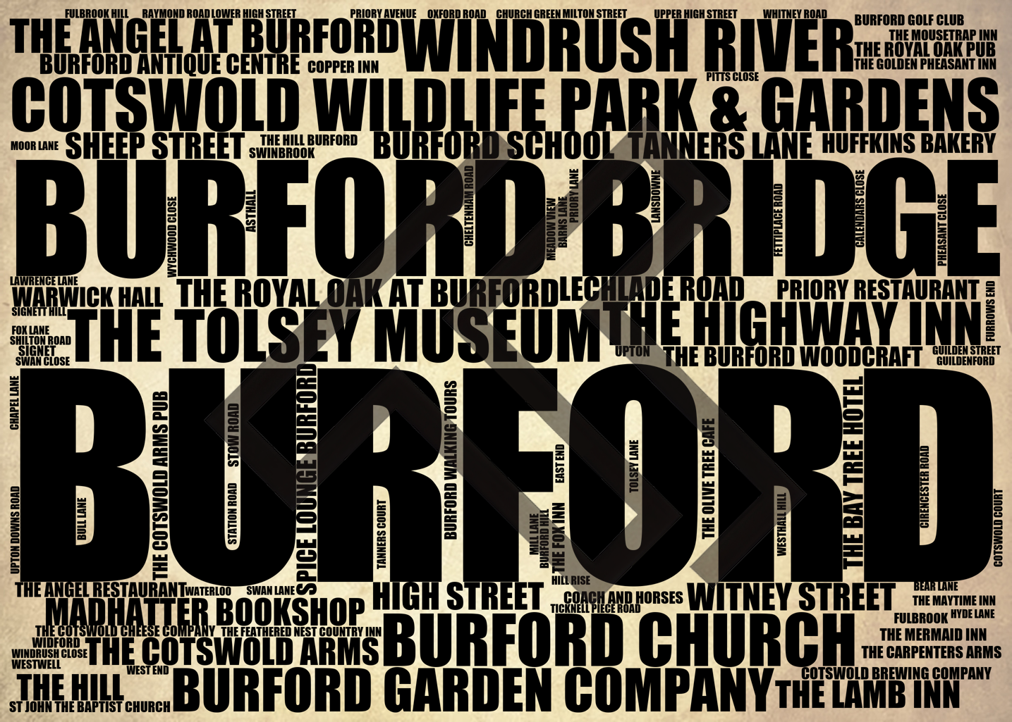 Burford - Premium Typographic Word Cloud Prints, Posters & Gifts