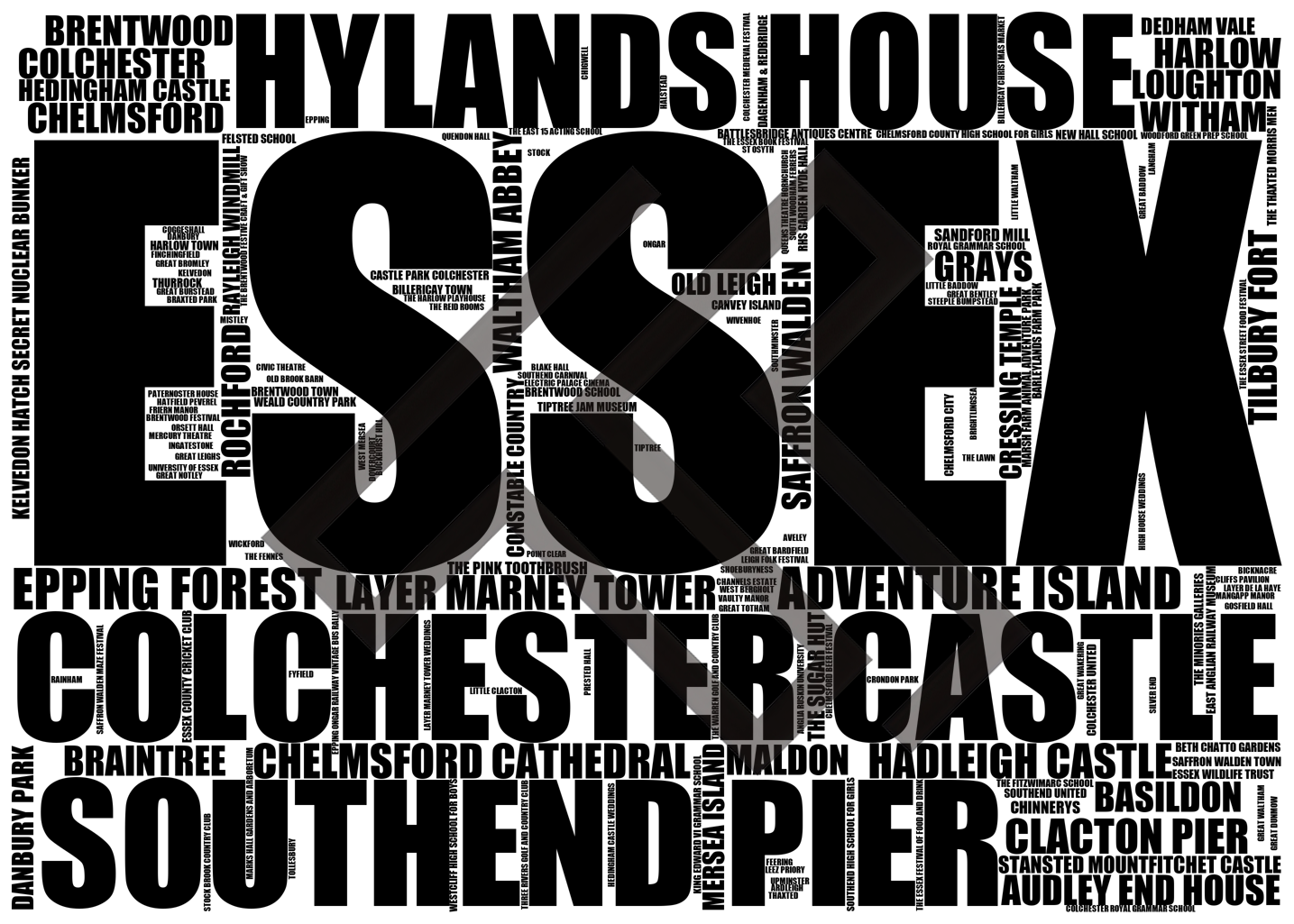 Essex - Premium Typographic Word Cloud Prints, Posters & Gifts