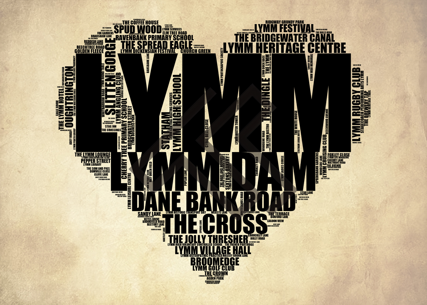 Lymm - Premium Typographic Word Cloud Prints, Posters & Gifts