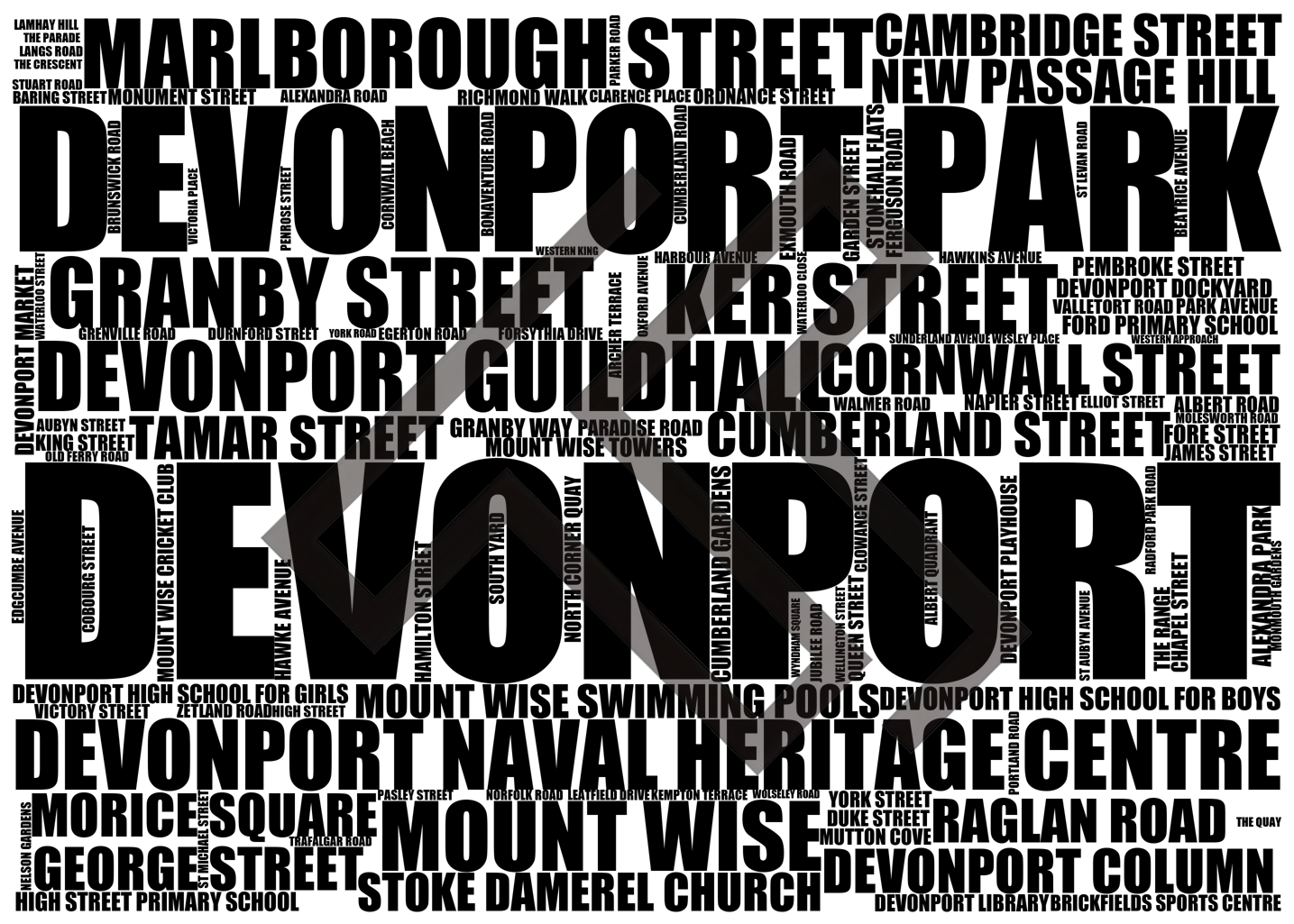 Devonport - Premium Typographic Word Cloud Prints, Posters & Gifts