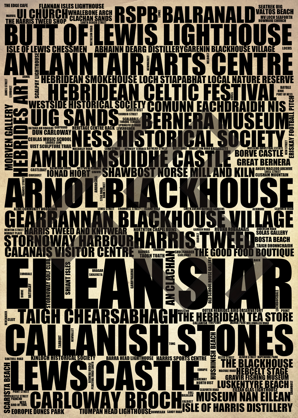 Eilean Siar - Premium Typographic Word Cloud Prints, Posters & Gifts