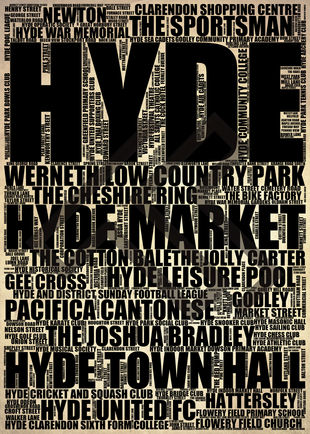 Hyde - Premium Typographic Word Cloud Prints, Posters & Gifts