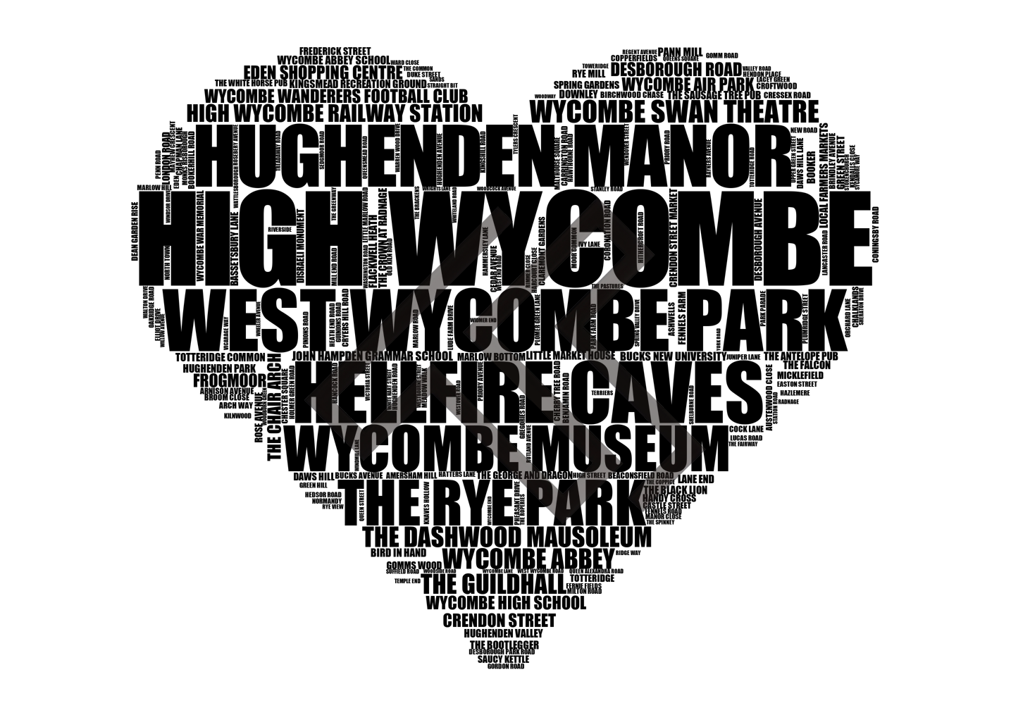 High Wycombe - Premium Typographic Word Cloud Prints, Posters & Gifts