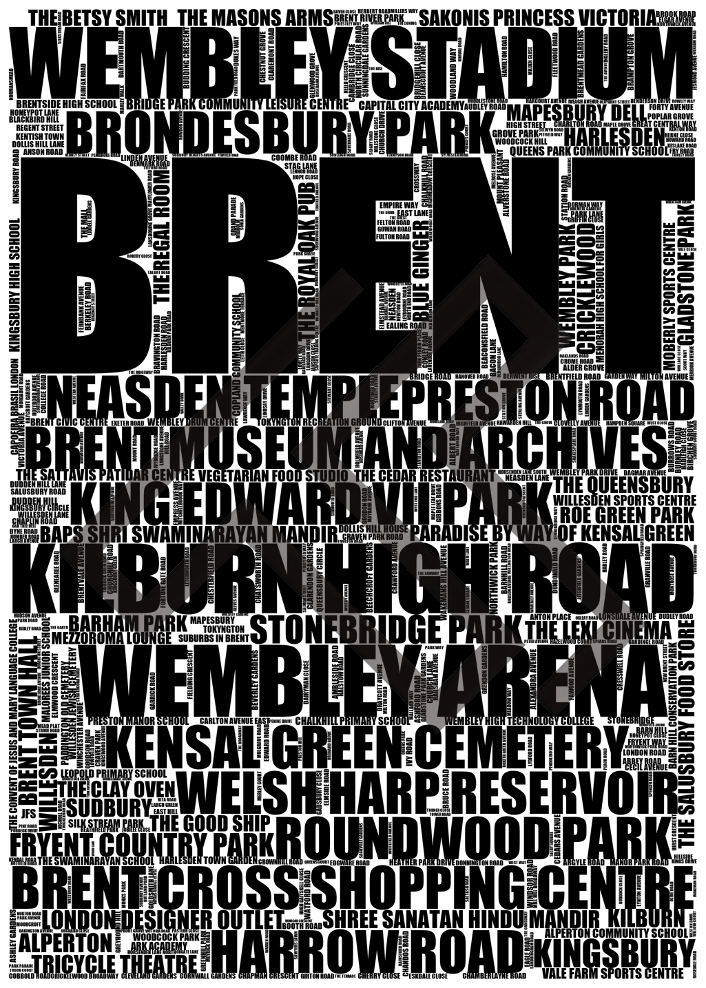 Brent - Premium Typographic Word Cloud Prints, Posters & Gifts