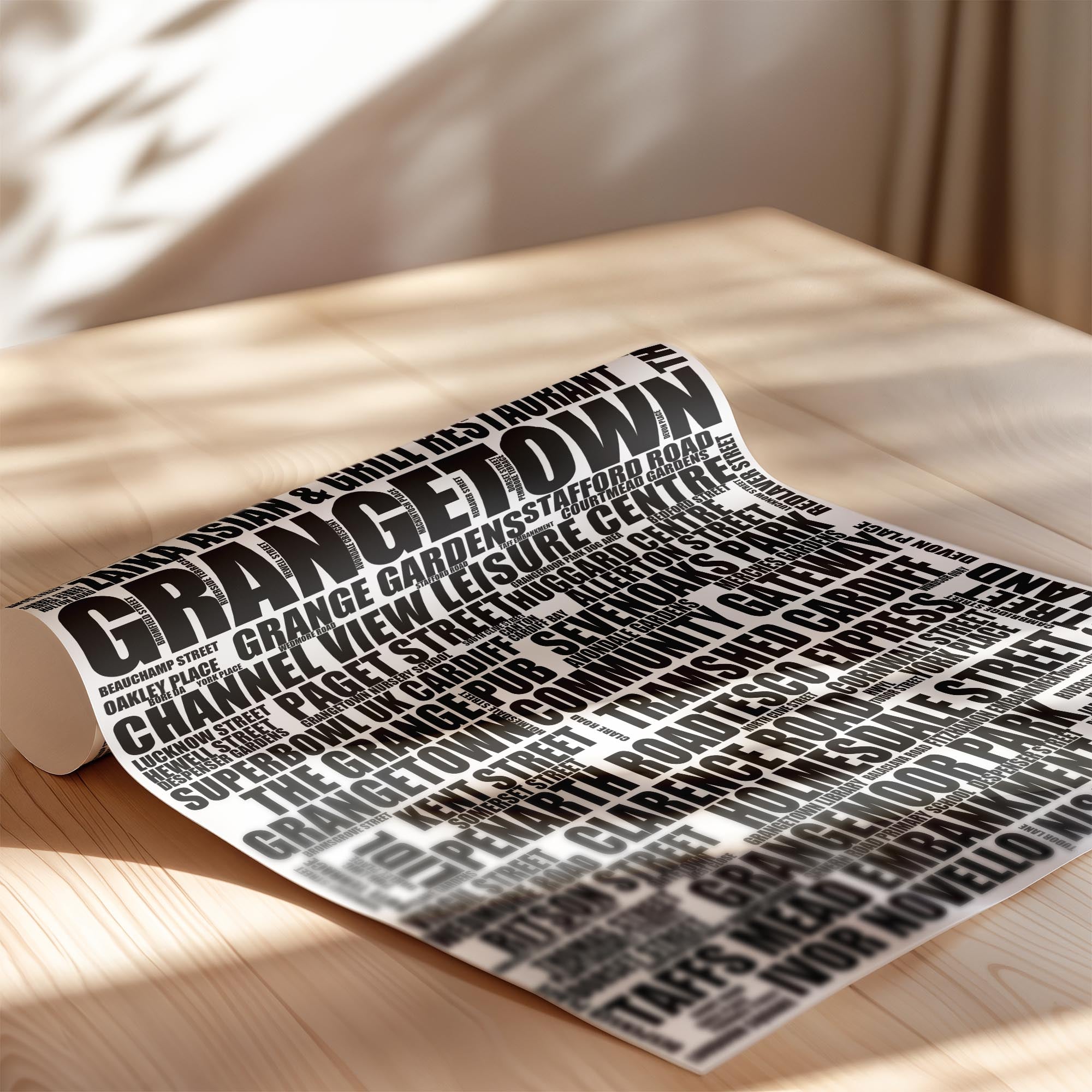 Grangetown - Premium Typographic Word Cloud Prints, Posters & Gifts