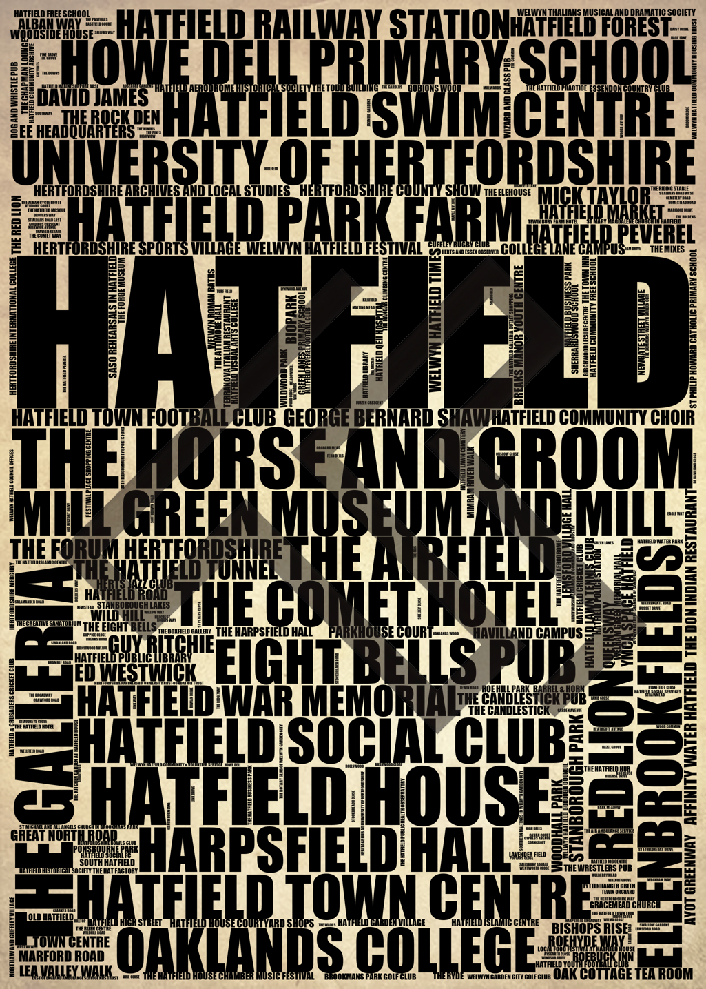 Hatfield - Premium Typographic Word Cloud Prints, Posters & Gifts