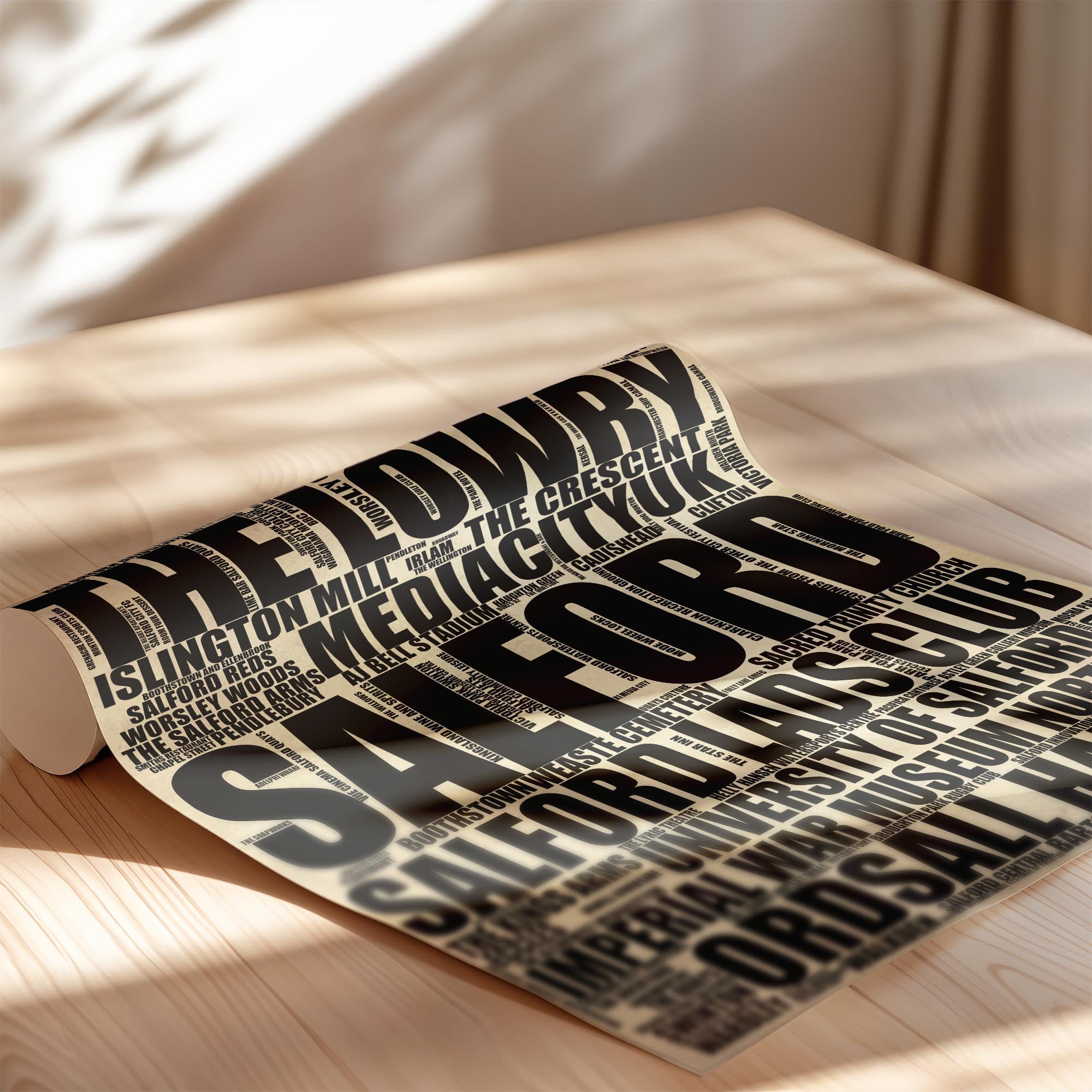 Salford - Premium Typographic Word Cloud Prints, Posters & Gifts