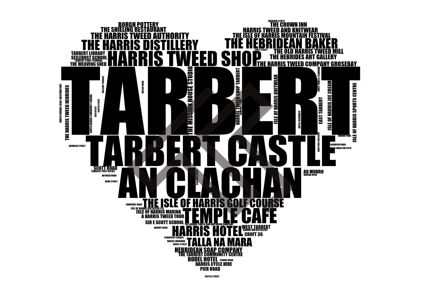 Tarbert - Premium Typographic Word Cloud Prints, Posters & Gifts