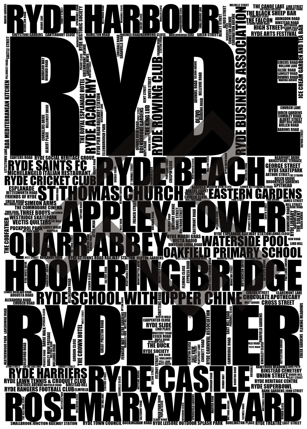 Ryde - Premium Typographic Word Cloud Prints, Posters & Gifts