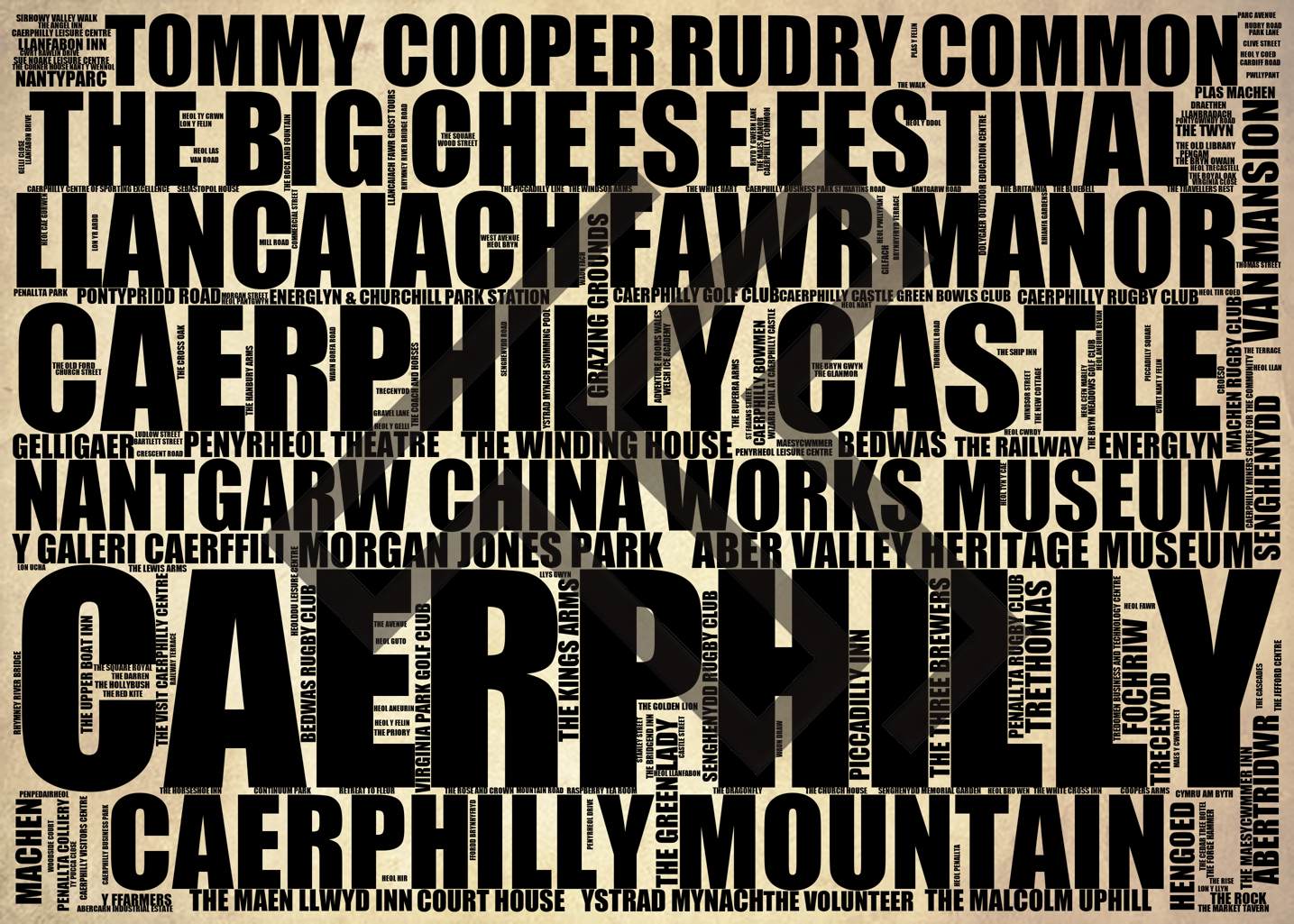 Caerphilly - Premium Typographic Word Cloud Prints, Posters & Gifts