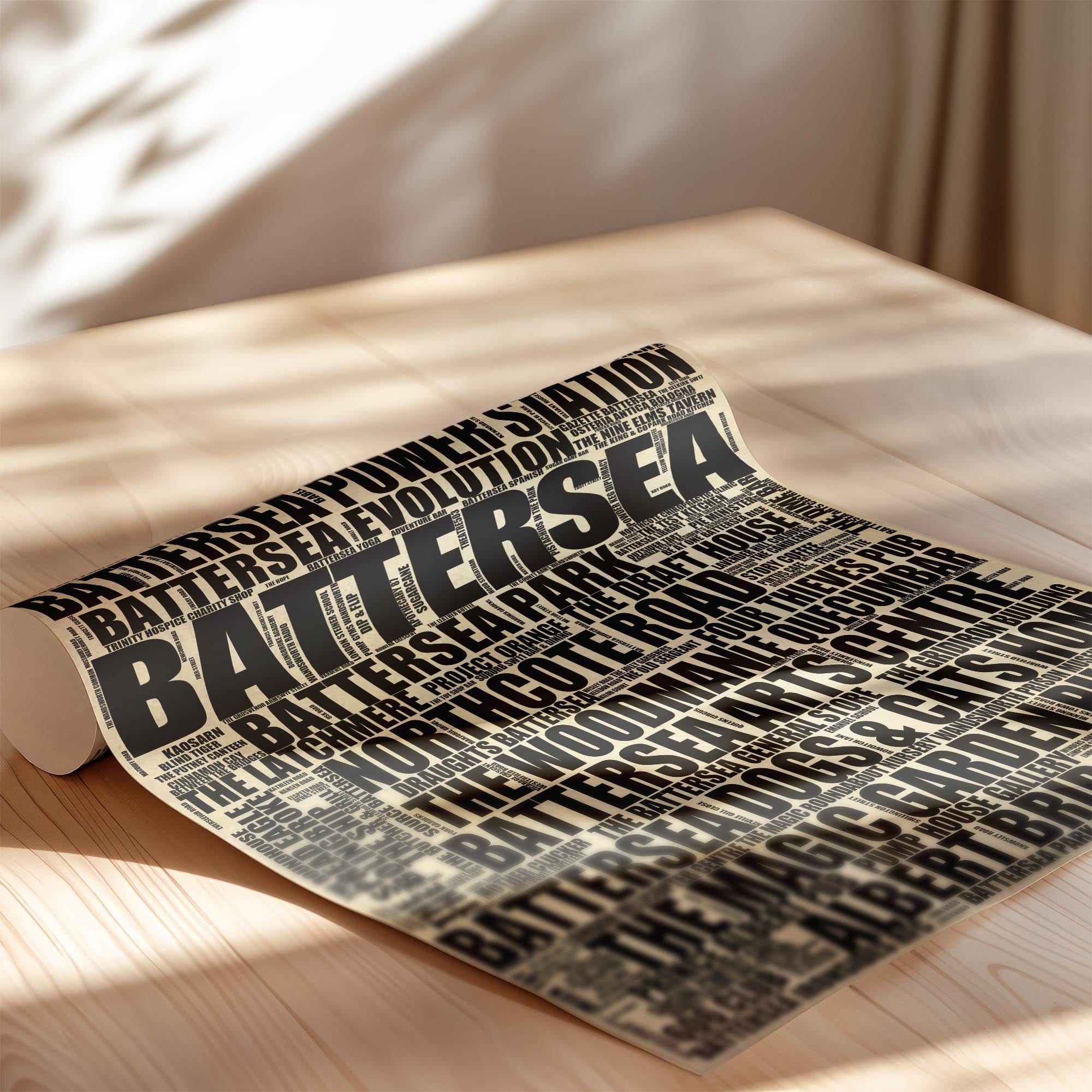 Battersea - Premium Typographic Word Cloud Prints, Posters & Gifts