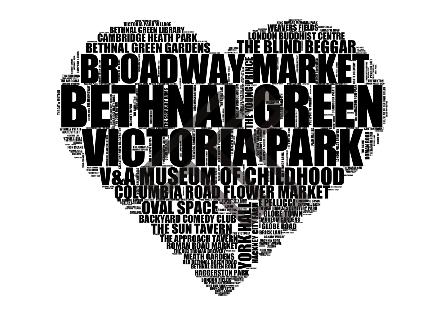 Bethnal Green - Premium Typographic Word Cloud Prints, Posters & Gifts