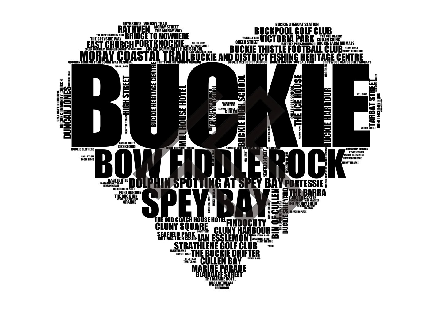 Buckie - Premium Typographic Word Cloud Prints, Posters & Gifts