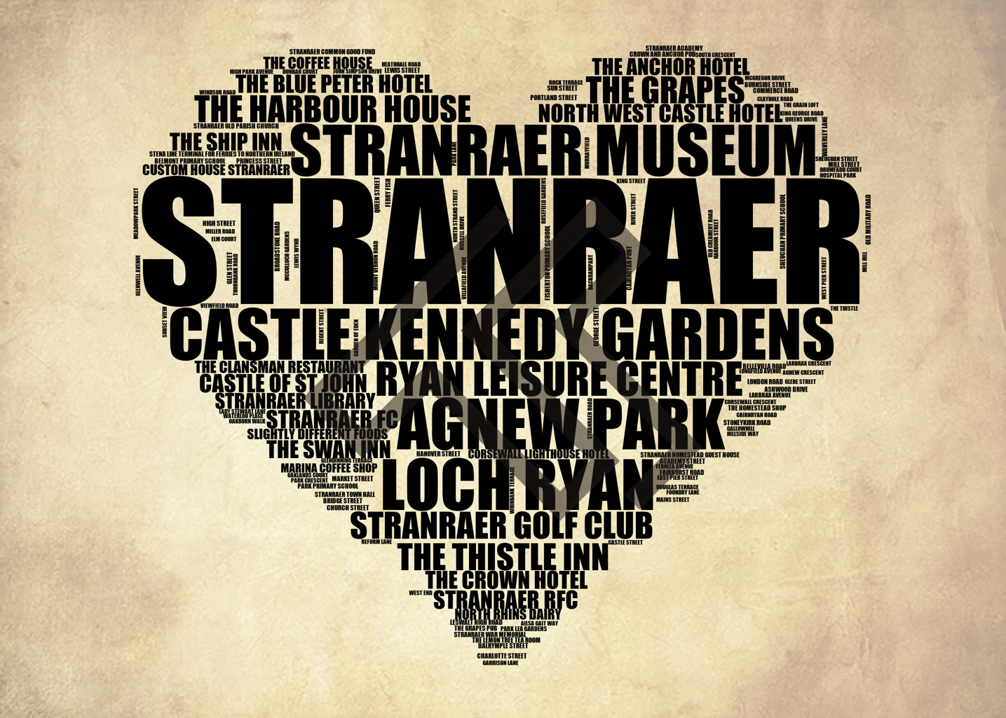 Stranraer - Premium Typographic Word Cloud Prints, Posters & Gifts
