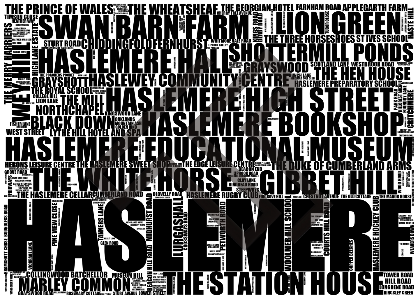 Haslemere - Premium Typographic Word Cloud Prints, Posters & Gifts