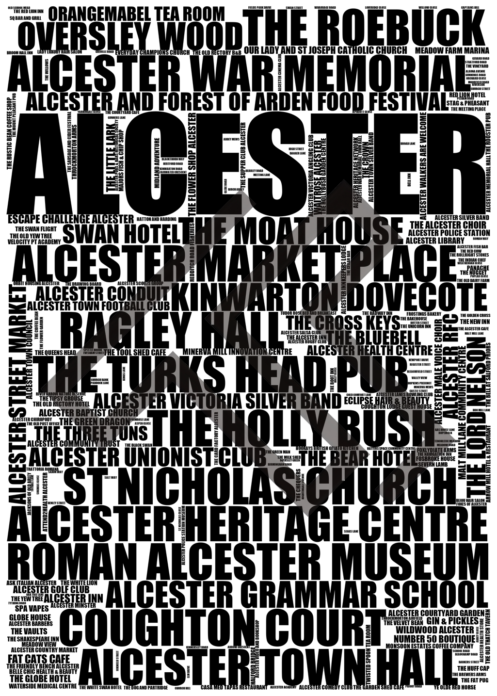 Alcester - Premium Typographic Word Cloud Prints, Posters & Gifts