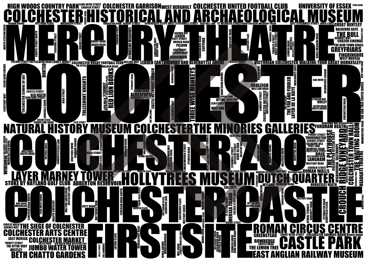 Colchester - Premium Typographic Word Cloud Prints, Posters & Gifts