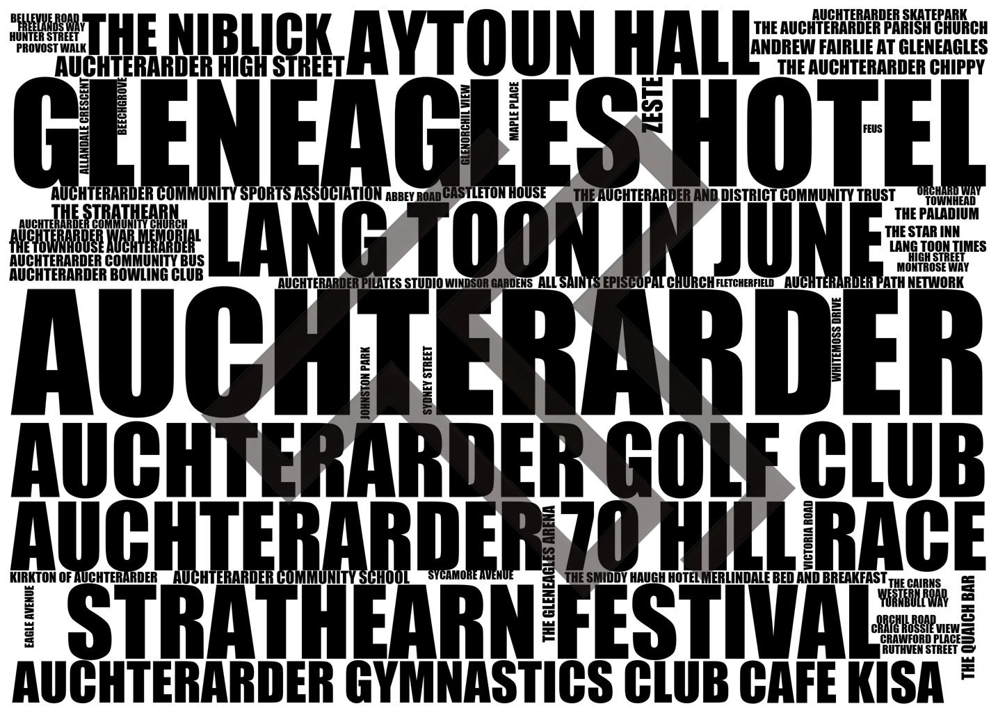 Auchterarder - Premium Typographic Word Cloud Prints, Posters & Gifts