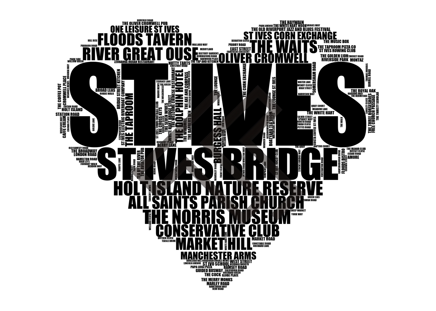 St Ives - Premium Typographic Word Cloud Prints, Posters & Gifts