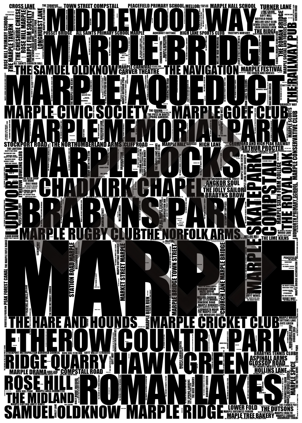 Marple - Premium Typographic Word Cloud Prints, Posters & Gifts