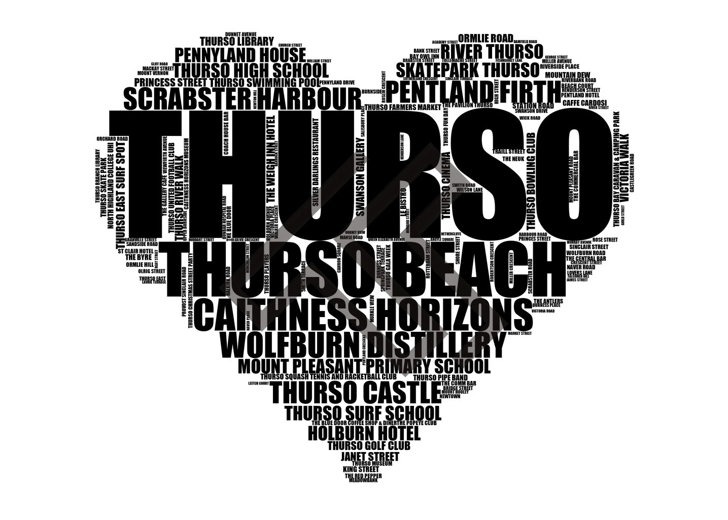 Thurso - Premium Typographic Word Cloud Prints, Posters & Gifts