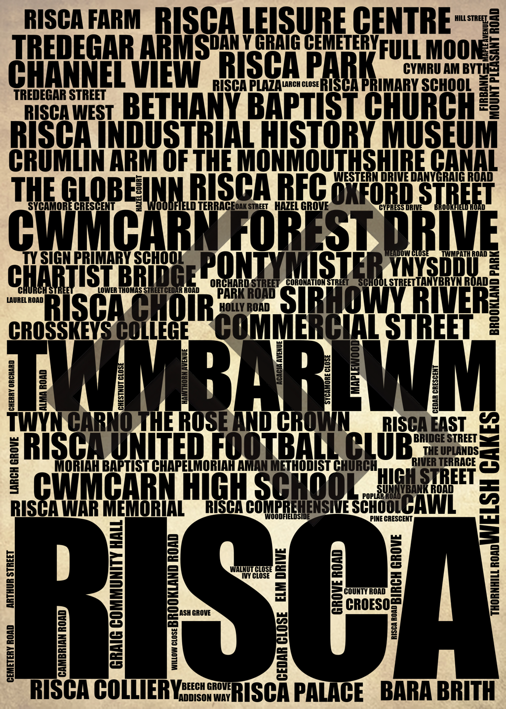 Risca - Premium Typographic Word Cloud Prints, Posters & Gifts