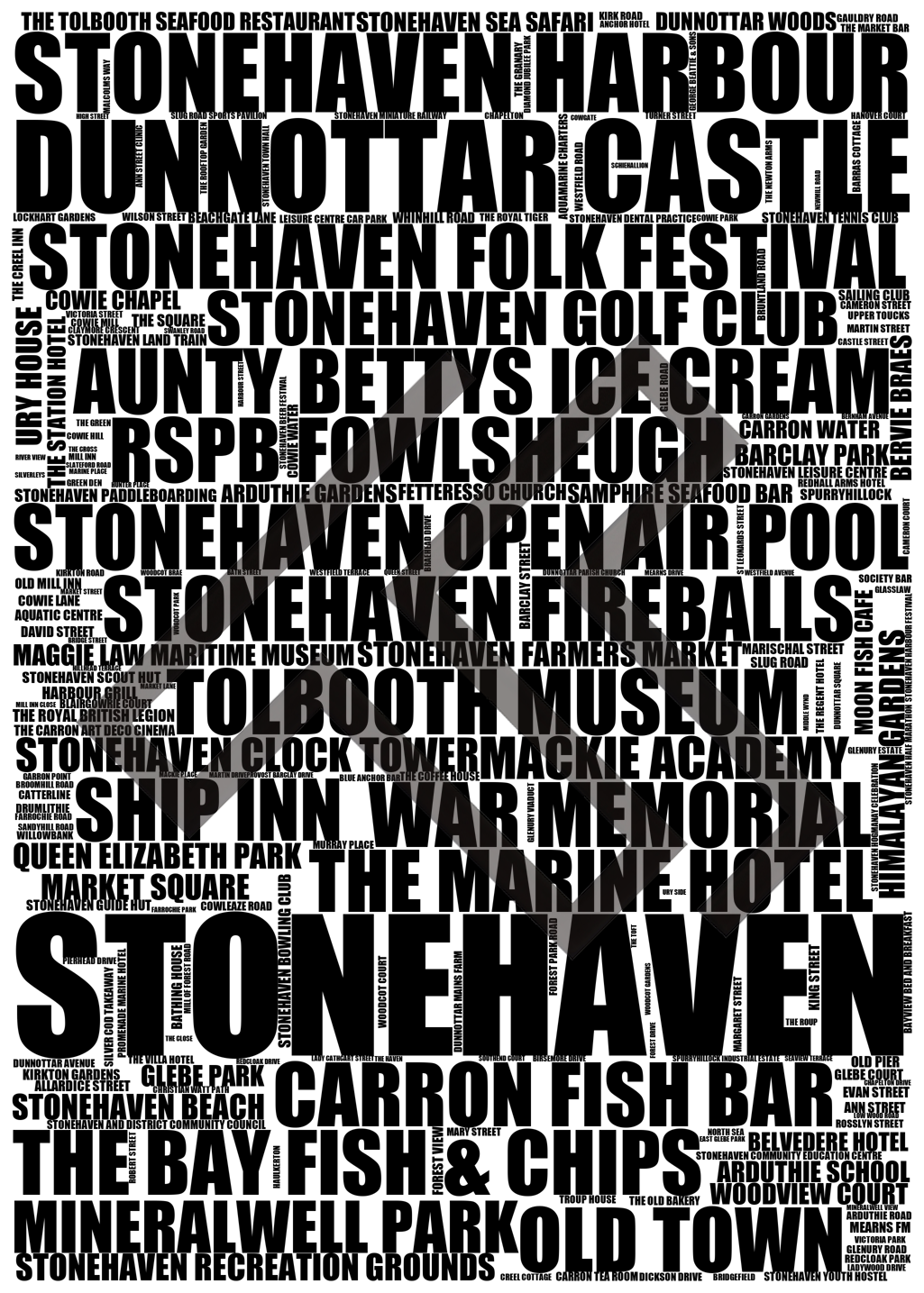 Stonehaven - Premium Typographic Word Cloud Prints, Posters & Gifts