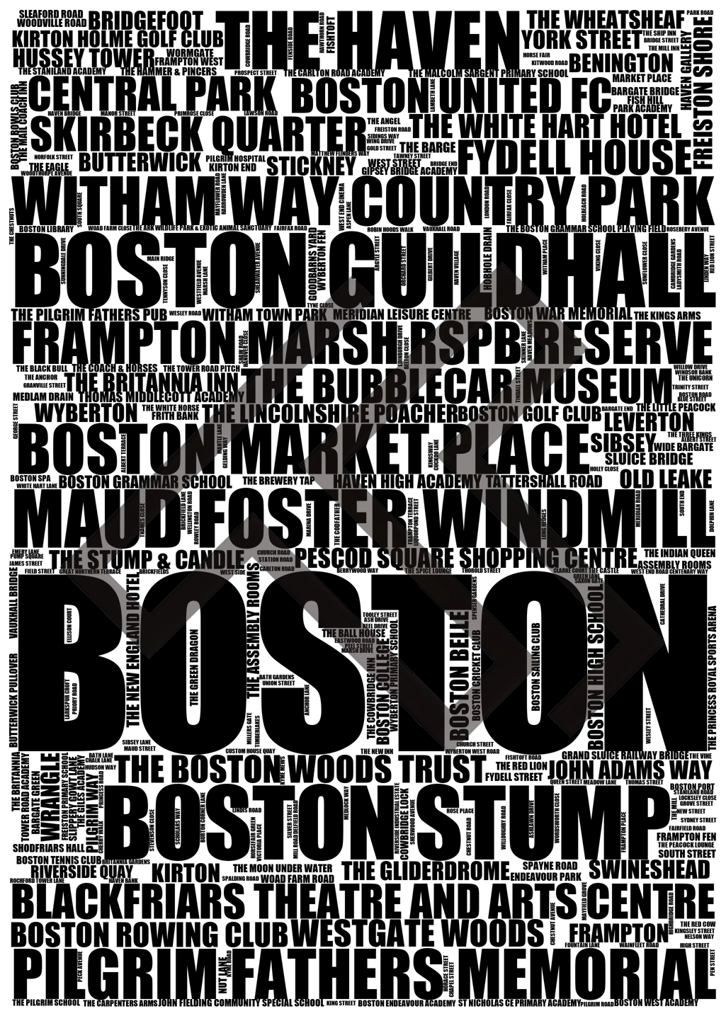 Boston - Premium Typographic Word Cloud Prints, Posters & Gifts