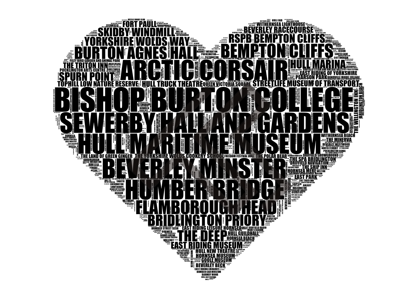 East Riding of Yorkshire - Premium Typographic Word Cloud Prints, Posters & Gifts