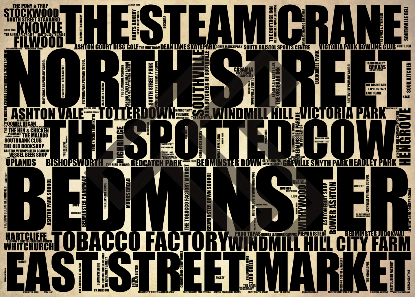 Bedminster - Premium Typographic Word Cloud Prints, Posters & Gifts