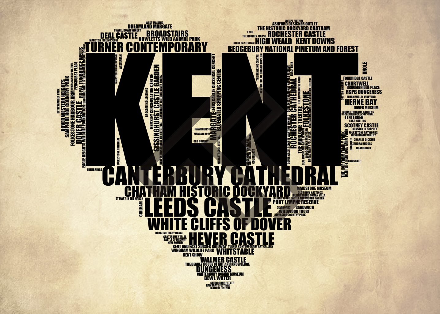 Kent - Premium Typographic Word Cloud Prints, Posters & Gifts