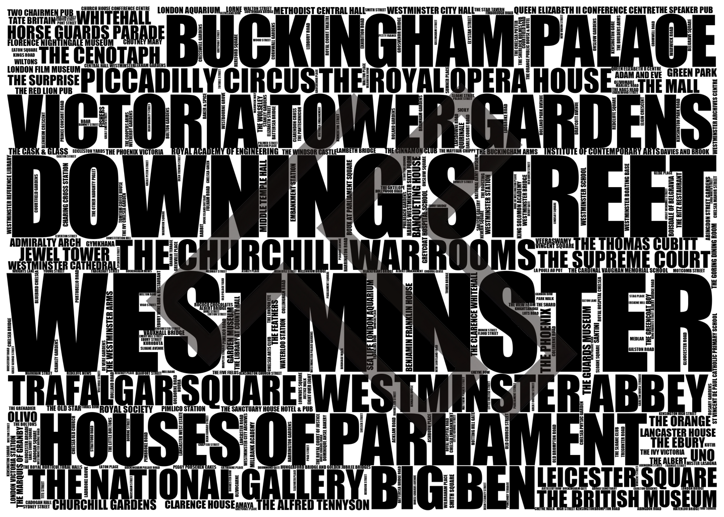 Westminster - Premium Typographic Word Cloud Prints, Posters & Gifts