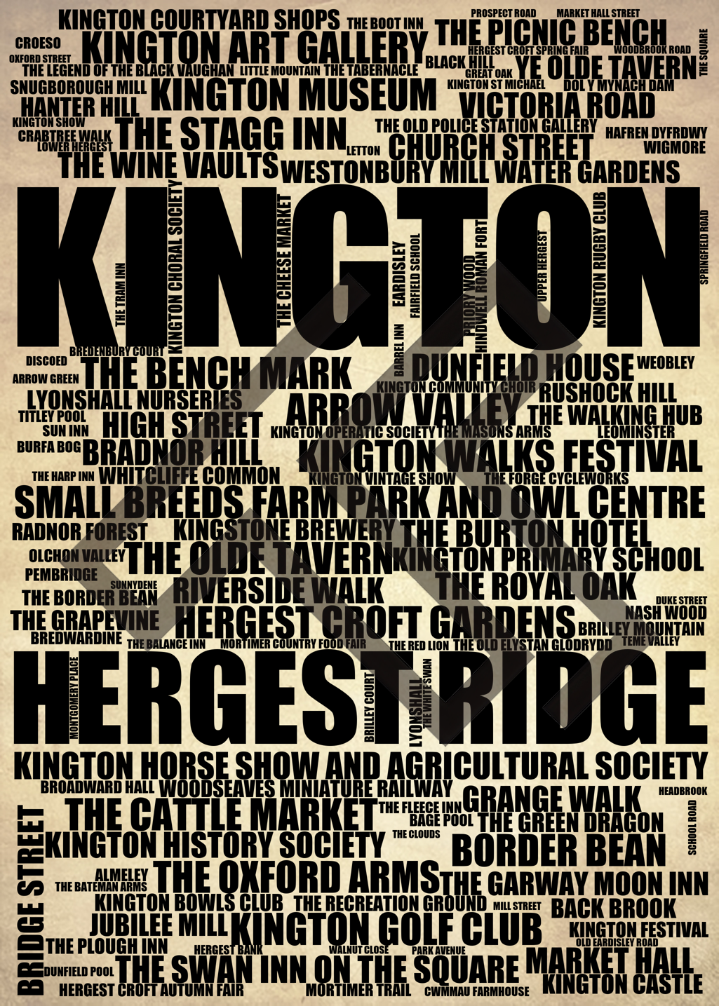 Kington - Premium Typographic Word Cloud Prints, Posters & Gifts