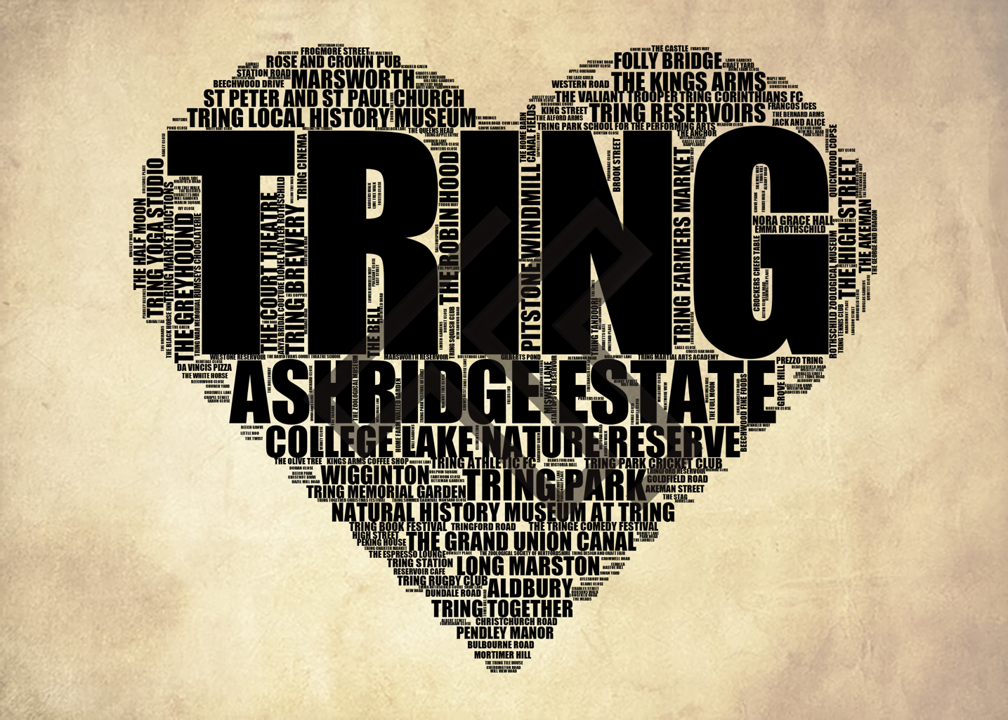 Tring - Premium Typographic Word Cloud Prints, Posters & Gifts