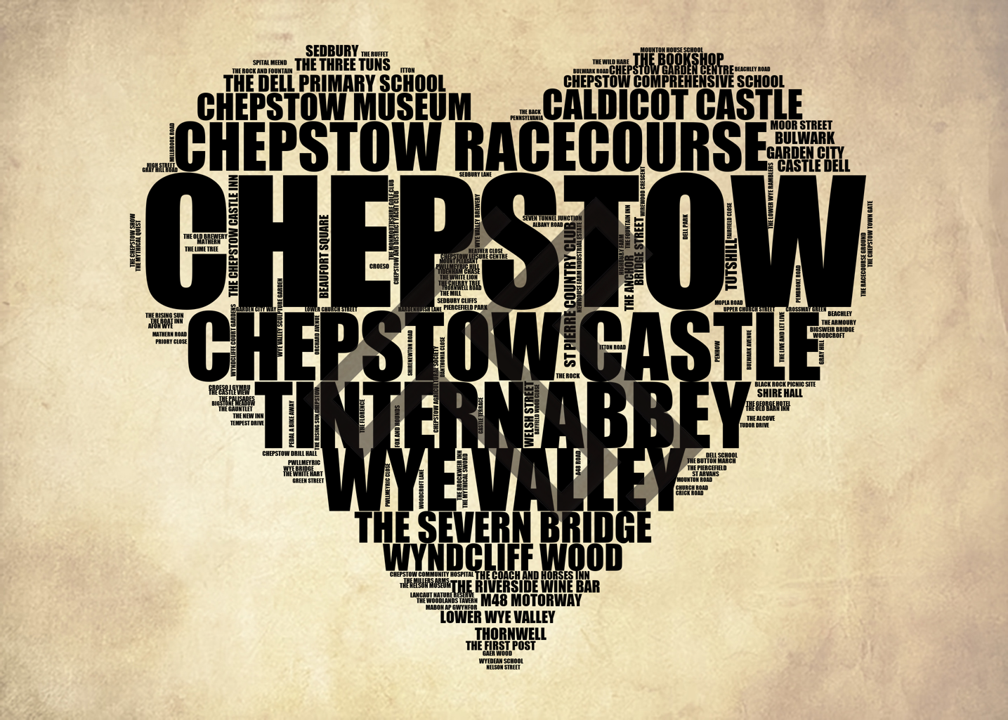 Chepstow - Premium Typographic Word Cloud Prints, Posters & Gifts