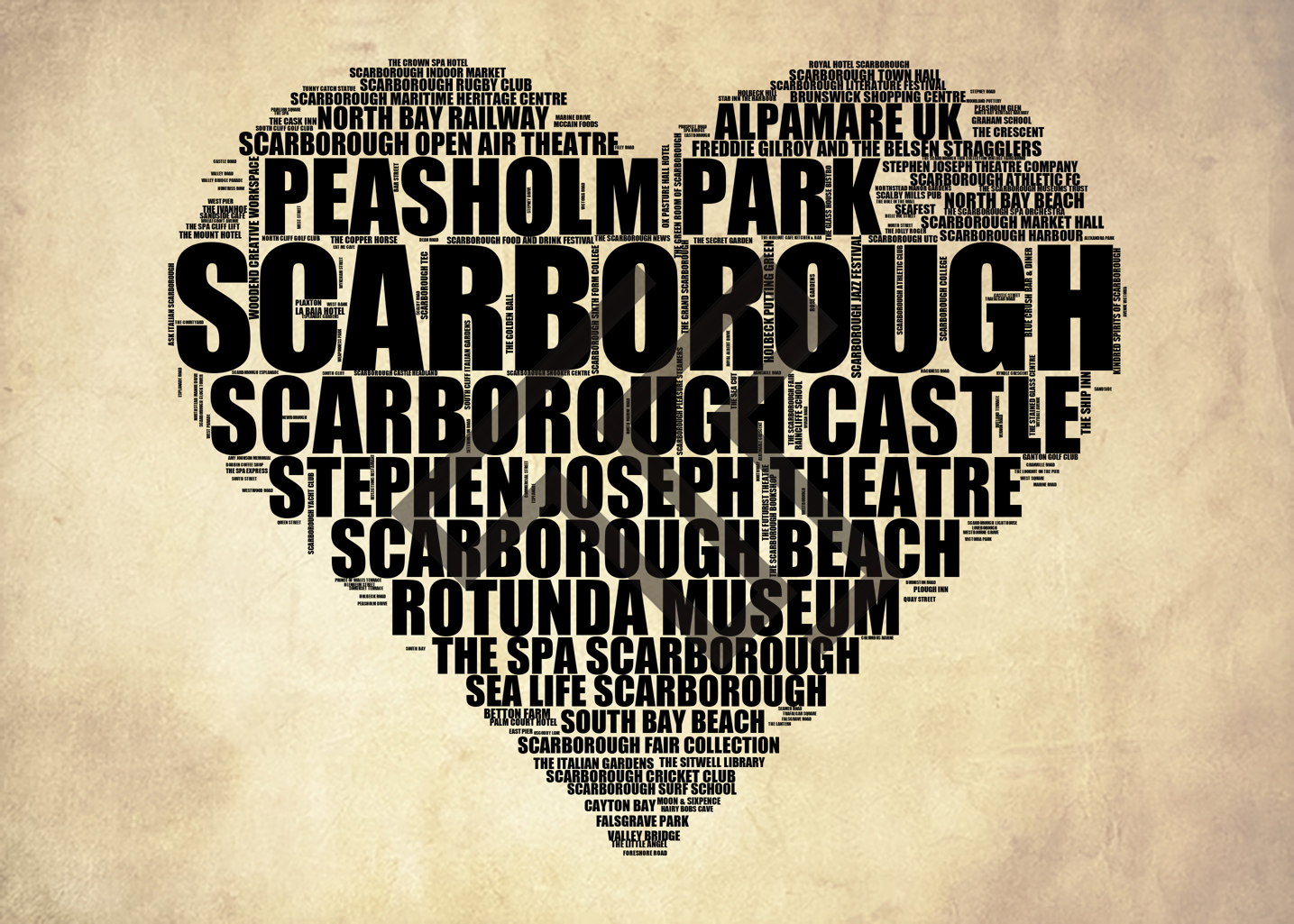 Scarborough - Premium Typographic Word Cloud Prints, Posters & Gifts