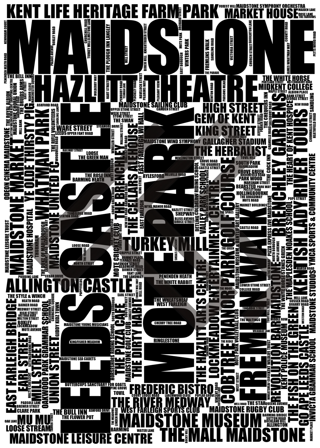 Maidstone - Premium Typographic Word Cloud Prints, Posters & Gifts