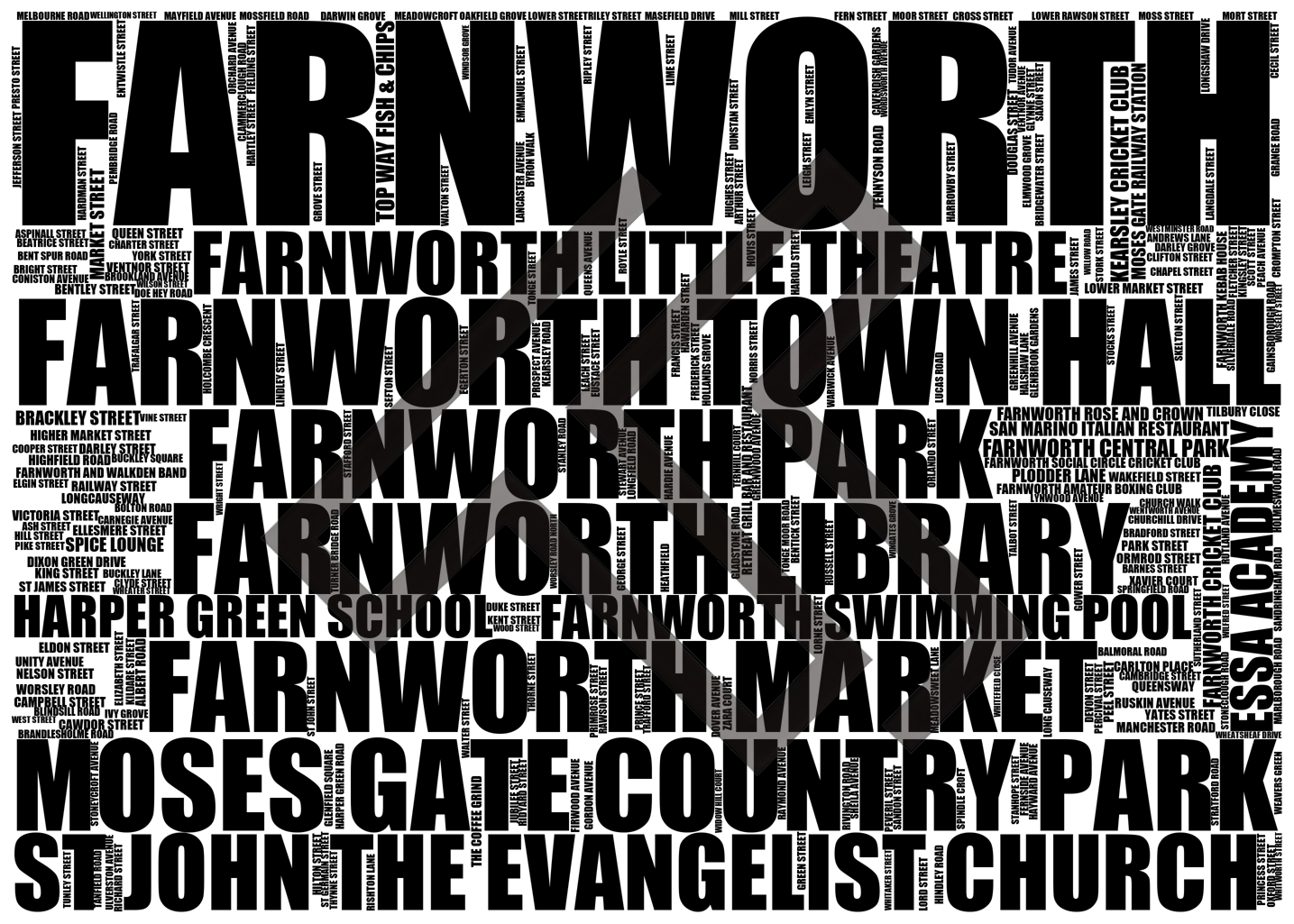 Farnworth - Premium Typographic Word Cloud Prints, Posters & Gifts