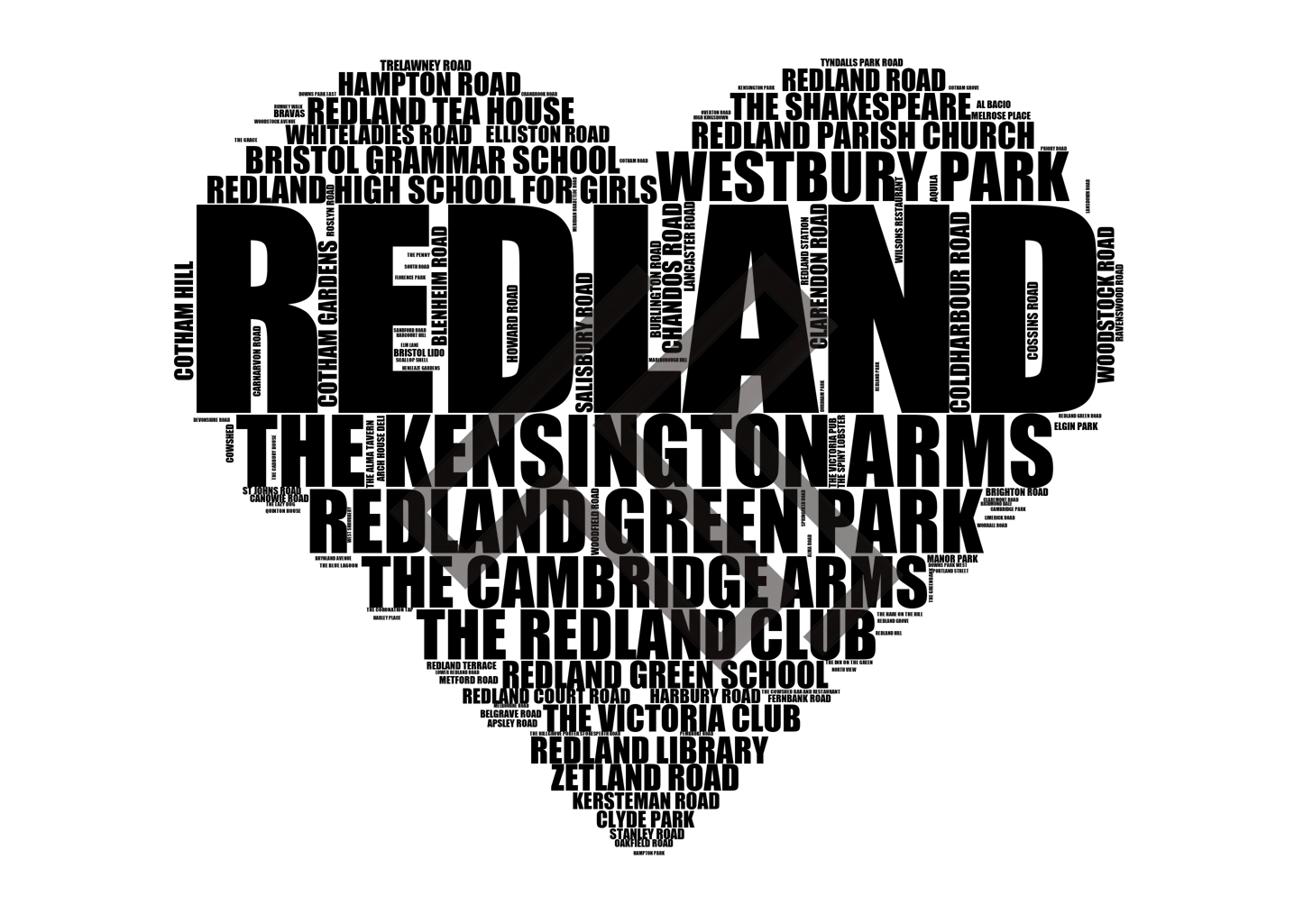 Redland - Premium Typographic Word Cloud Prints, Posters & Gifts