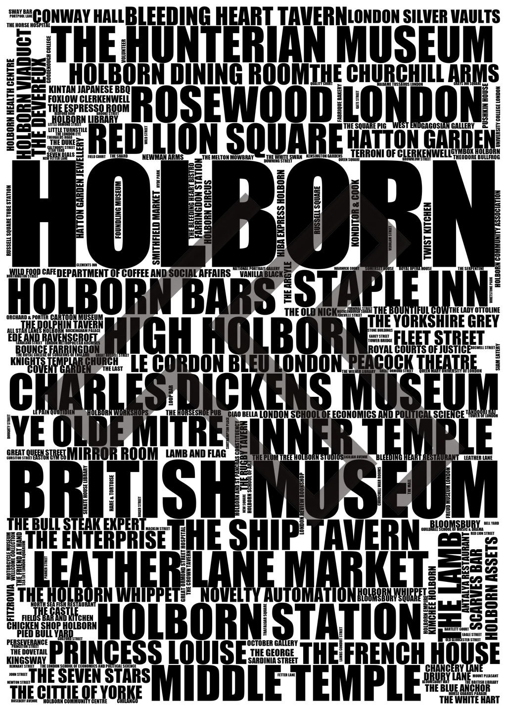 Holborn - Premium Typographic Word Cloud Prints, Posters & Gifts
