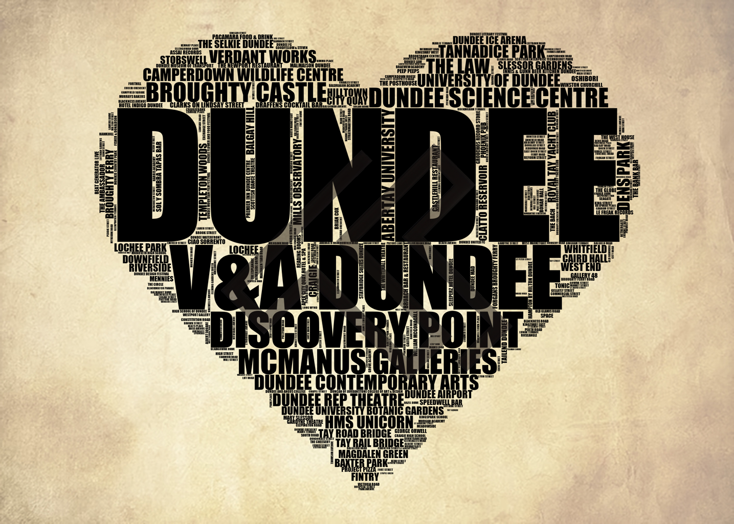 Dundee - Premium Typographic Word Cloud Prints, Posters & Gifts