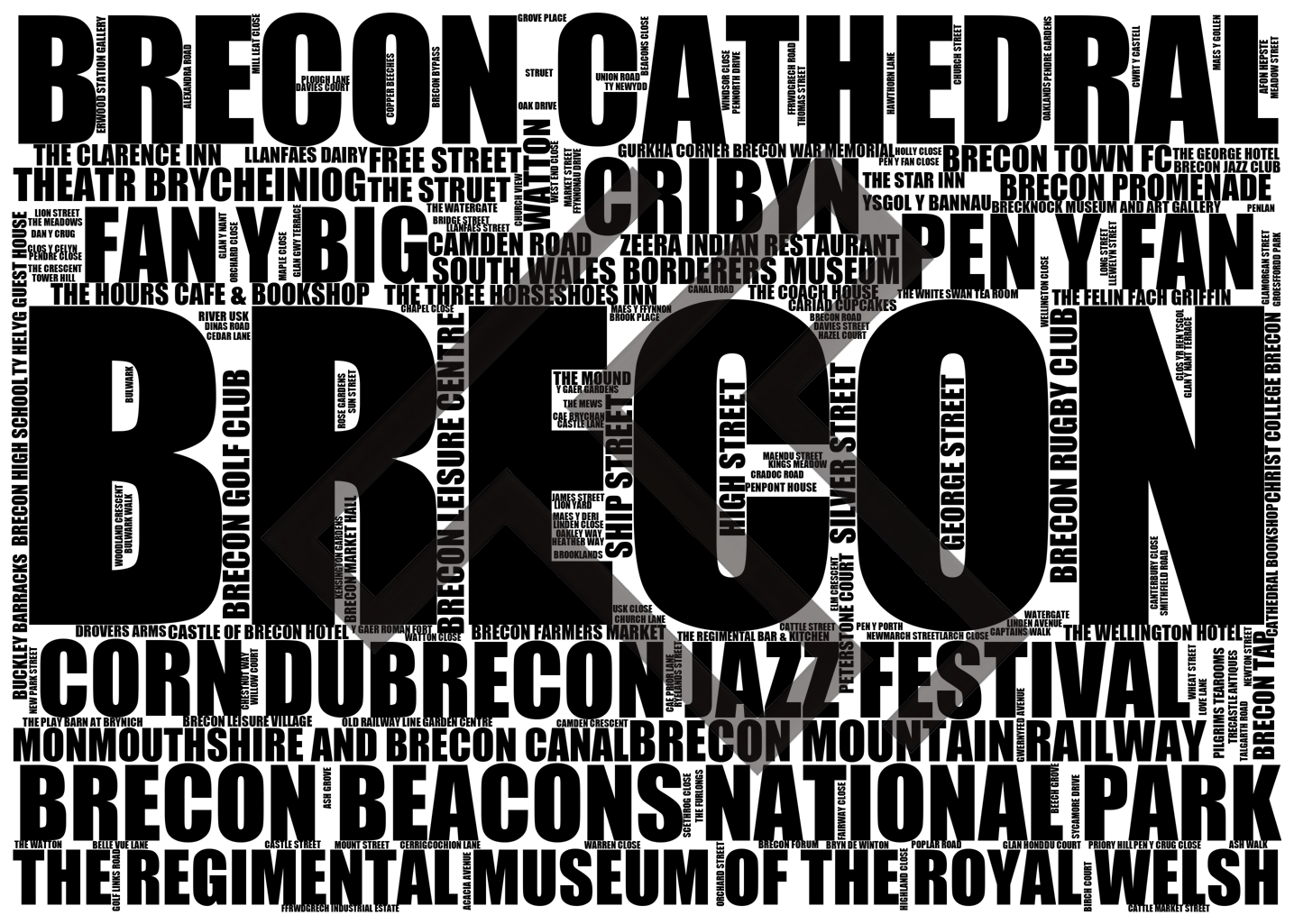 Brecon - Premium Typographic Word Cloud Prints, Posters & Gifts