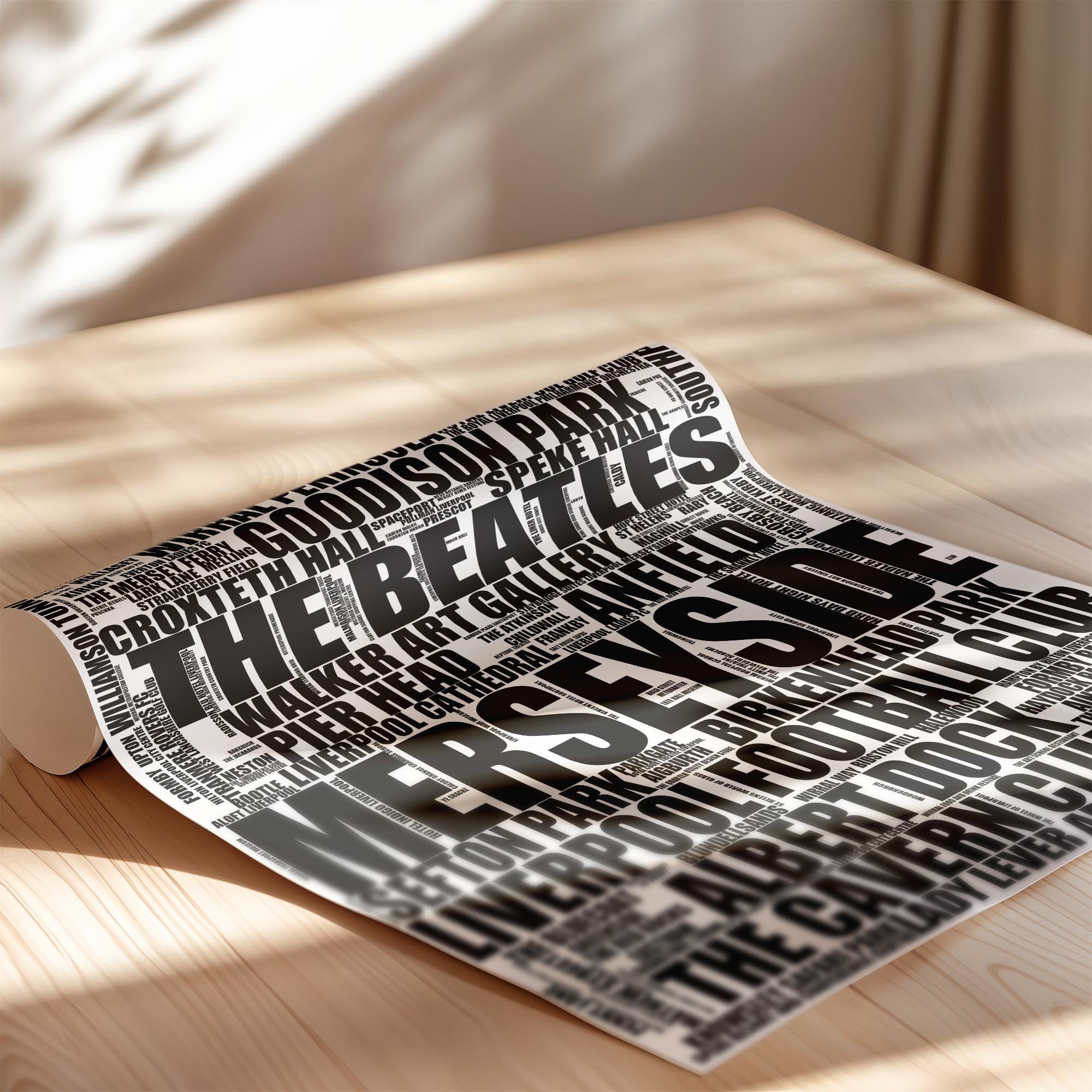 Merseyside - Premium Typographic Word Cloud Prints, Posters & Gifts