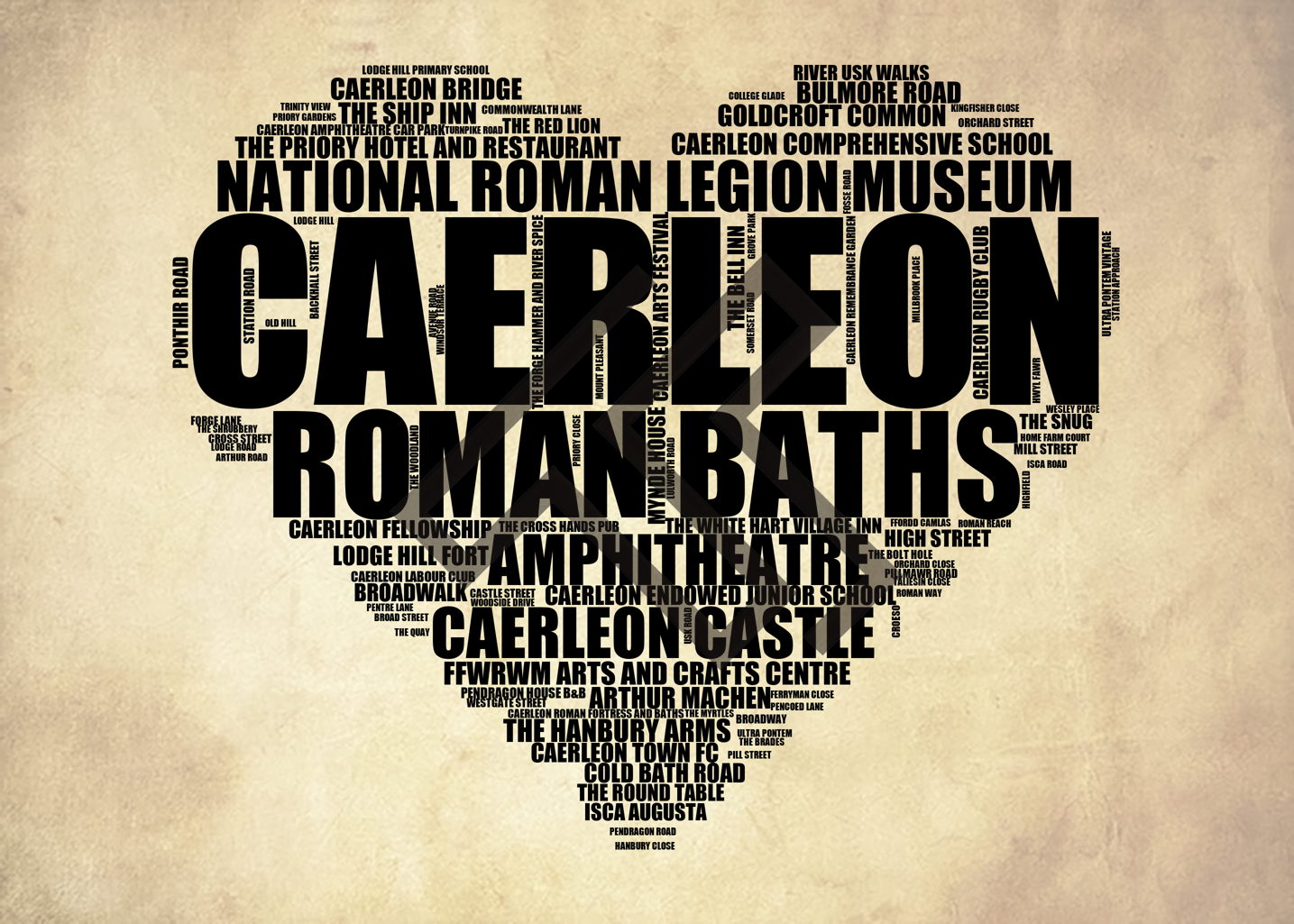 Caerleon - Premium Typographic Word Cloud Prints, Posters & Gifts